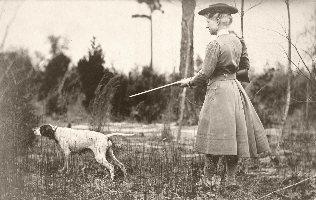 Annie Oakley with dog Dave hunting Quail in North Carolina
